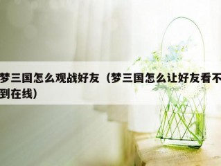 梦三国怎么观战好友（梦三国怎么让好友看不到在线）