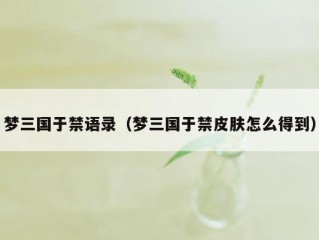 梦三国于禁语录（梦三国于禁皮肤怎么得到）