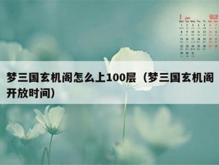 梦三国玄机阁怎么上100层（梦三国玄机阁开放时间）