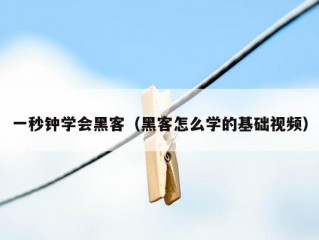 一秒钟学会黑客（黑客怎么学的基础视频）