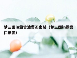 梦三国in霸官渡曹丕出装（梦三国in霸曹仁法装）