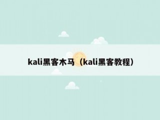 kali黑客木马（kali黑客教程）