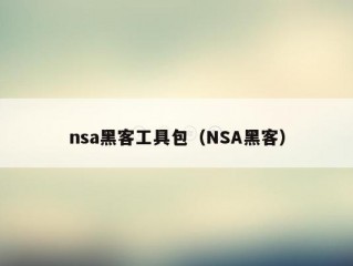 nsa黑客工具包（NSA黑客）