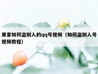 黑客如何盗别人的qq号视频（如何盗别人号视频教程）