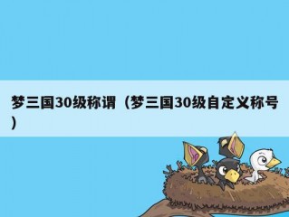 梦三国30级称谓（梦三国30级自定义称号）