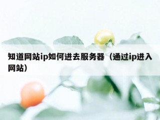 知道网站ip如何进去服务器（通过ip进入网站）